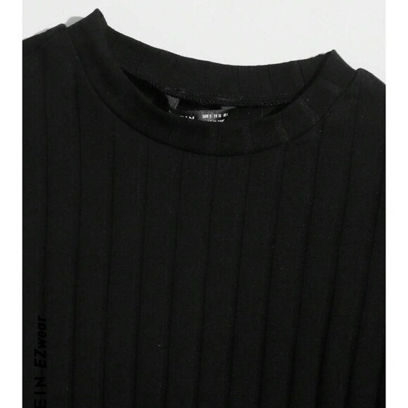 lettuce trim bell sleeve top and slit hem plaid skirt set - Picture 3 of 5